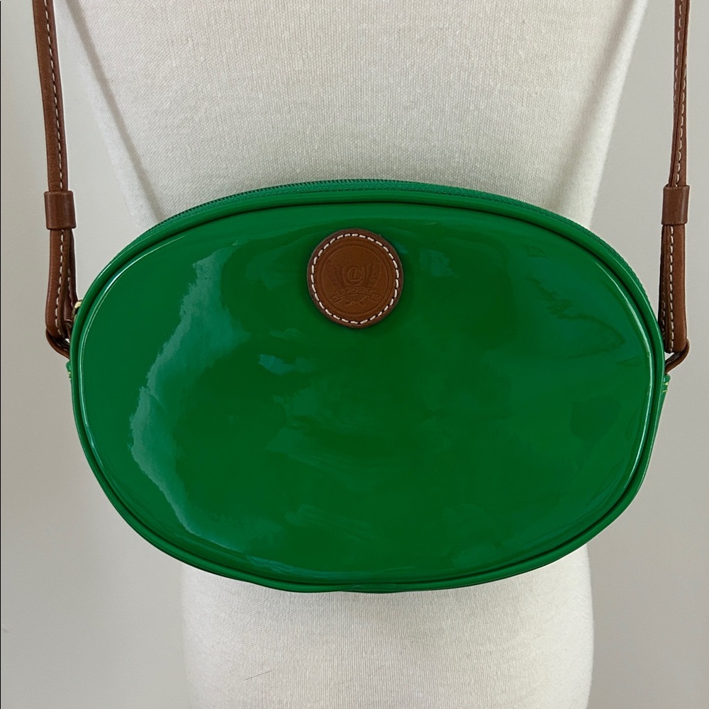 Liz Claiborne Bright Green Patent Leather Oval Crossbody Bag